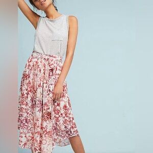 ANTHROPOLOGIE MAEVE Floral Red and White Women's Skirt